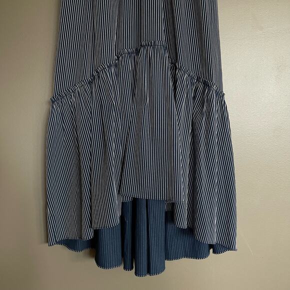 LA LIGNE La Boheme Dress Striped Lace Up Maxi Navy Blue Size XS Tiered Flouncy‎ - Picture 9 of 16